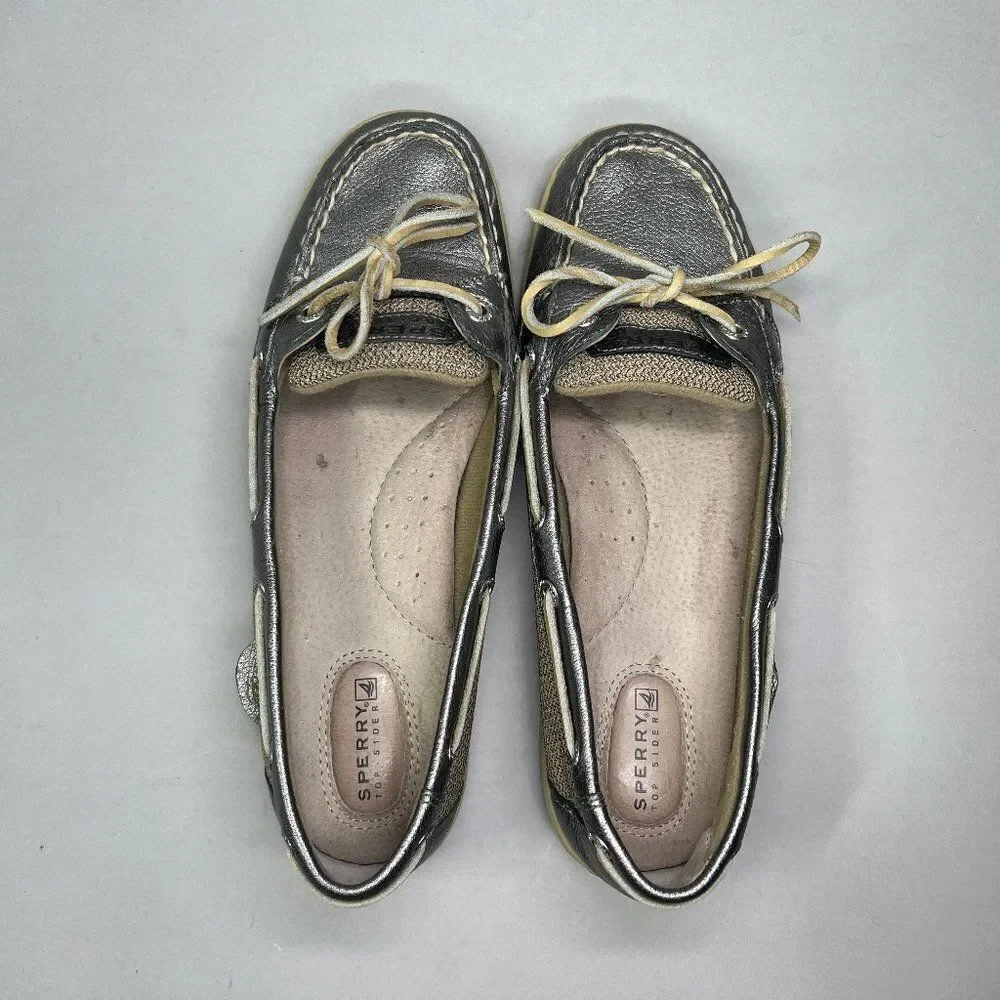Sperry Women's Size 8.5 Top Sider Silver‎ Boat Shoes